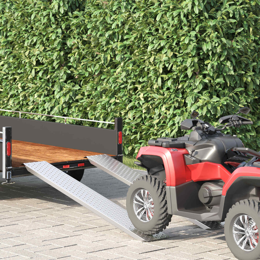 Vidaxl Loading Ramp 200 Kg Silver 159 X 23 X 5 Cm Galvanised Steel