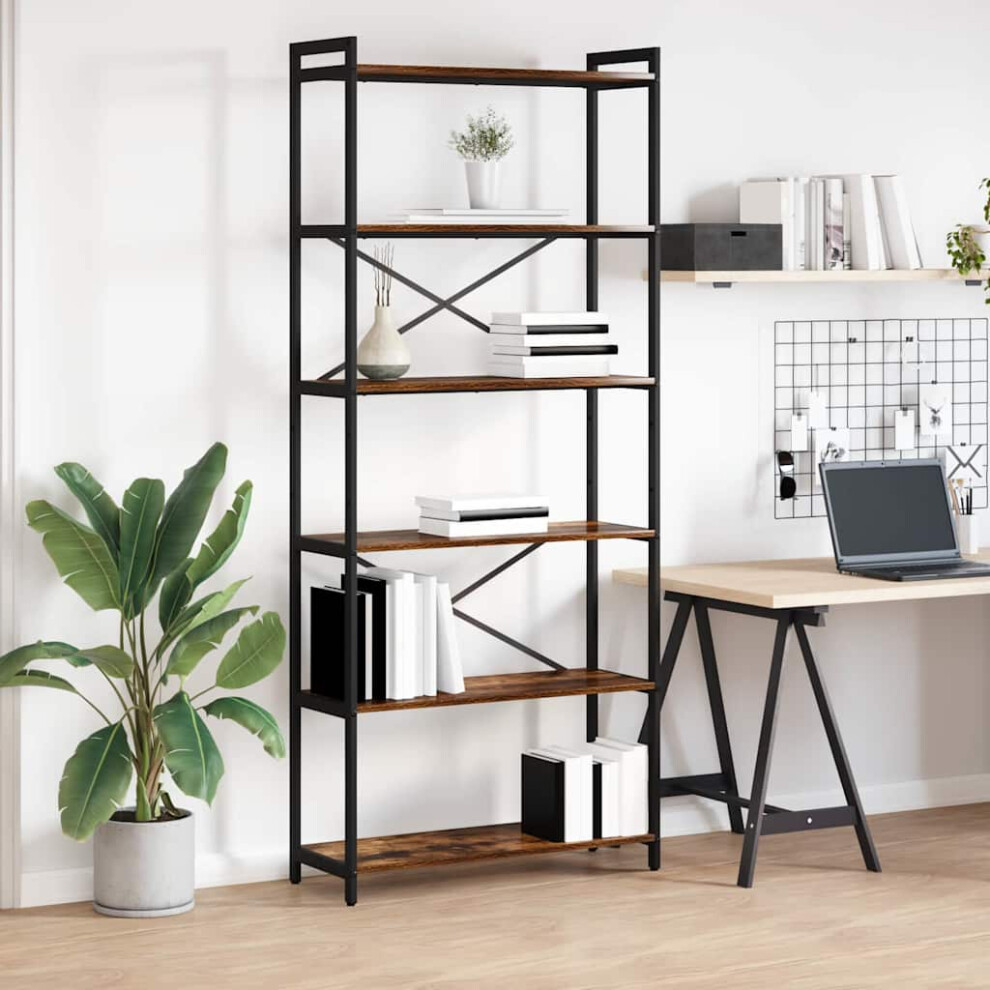 Vidaxl Bookshelf Smoked Oak 80 X 30 X 189.5 Cm Engineered Wood