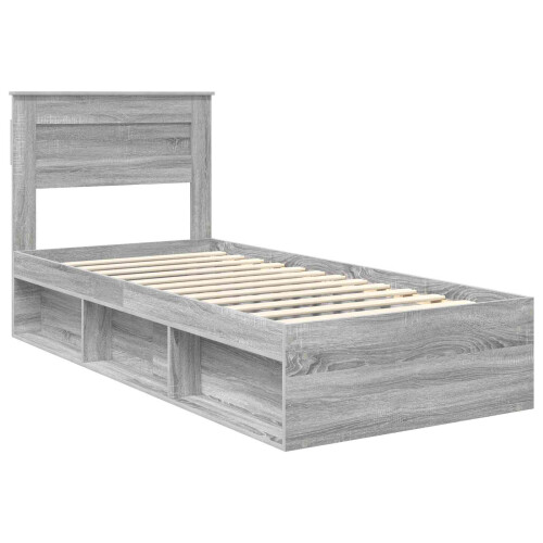 VidaXL vidaXL Bed Frame with Storage Grey Sonoma 90 x 200 cm Solid Pine Wood 2