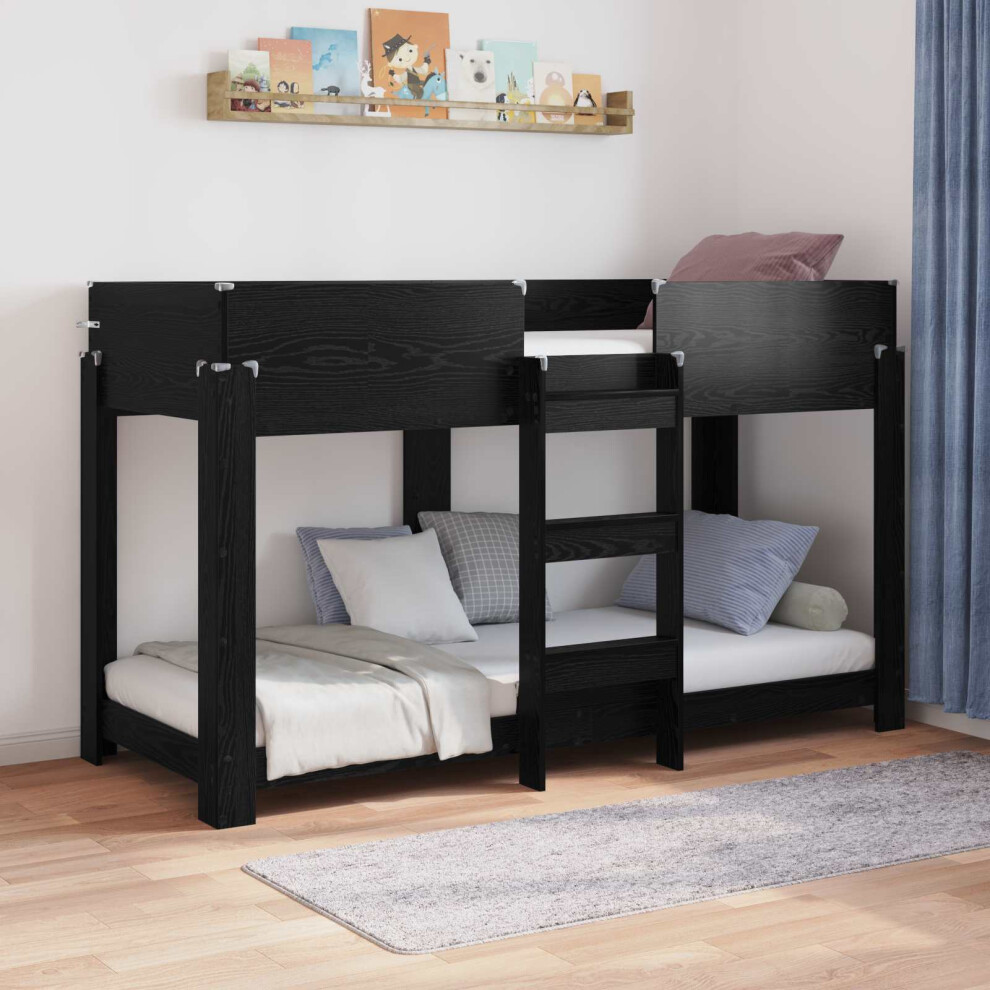 Vidaxl Bunk Bed For Kids Oak 75 X 190 Cm Engineered Wood Black