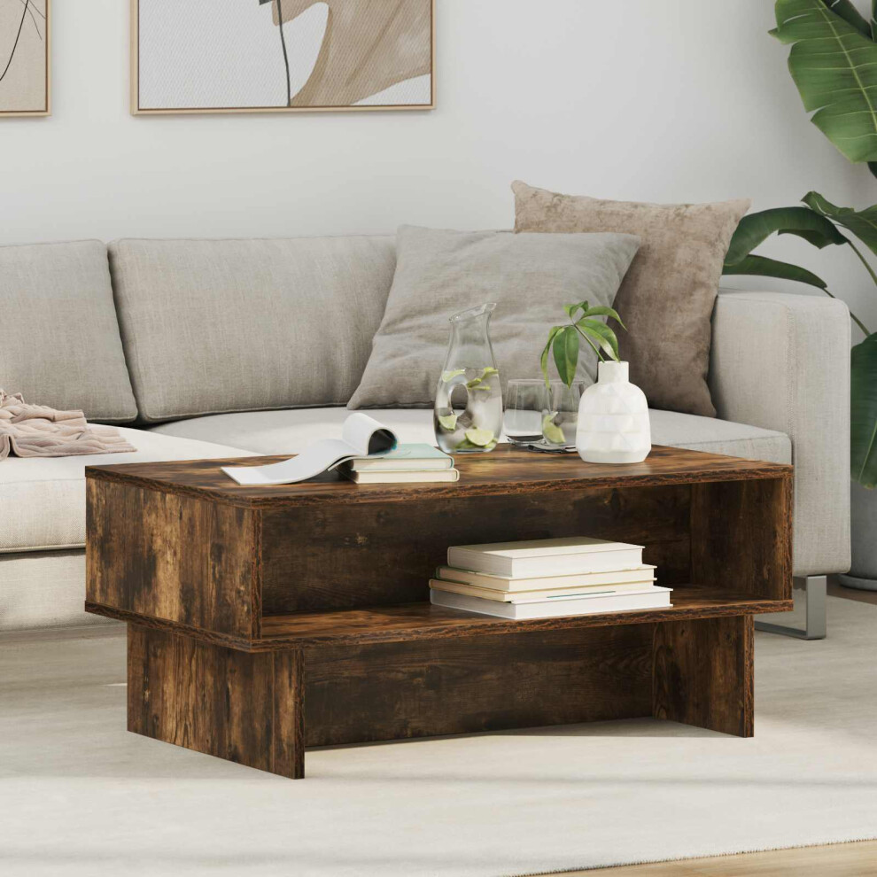 Vidaxl Coffee Table Smoked Oak 80 X 46 X 35 Cm Engineered Wood
