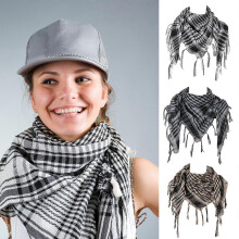 (Kong Lan) Desert Shemagh Scarf Soft Fringed Arab Headscarf Unisex Keffiyeh Bandana Unisex Headwrap Arabian Scarf Head Covering White