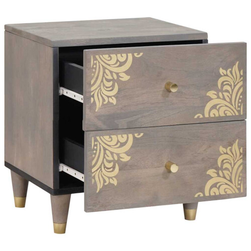 VidaXL vidaXL Bedside Cabinet 2 pcs Grey 40 x 33 x 46 cm Solid Mango Wood 2
