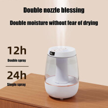 (Pink) Quiet Bedroom Humidifier with Intelligent Humidity Display, 2 Mists Nozzles, and Long 3L White