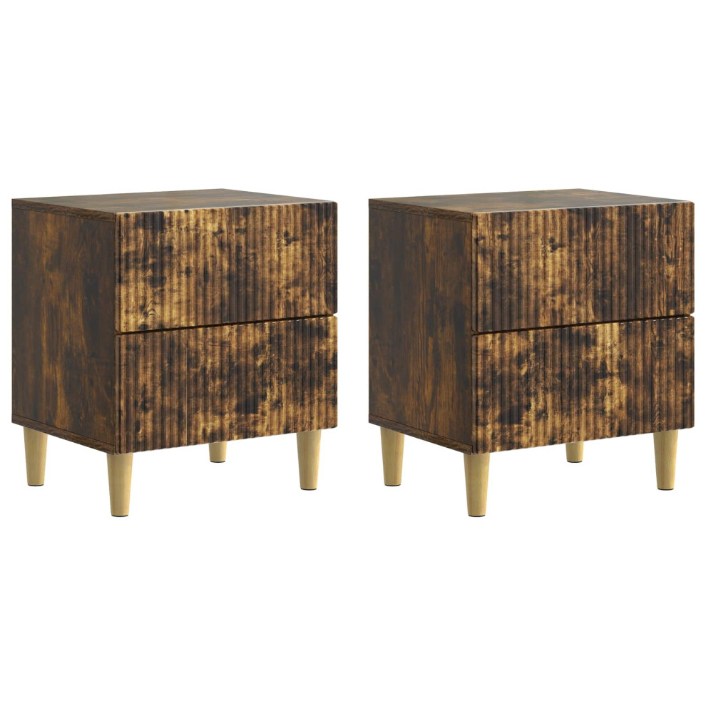 Vidaxl Bedside Cabinet With Drawer 2 Pcs Smoked Oak 43 X 34.5 X 48 Cm
