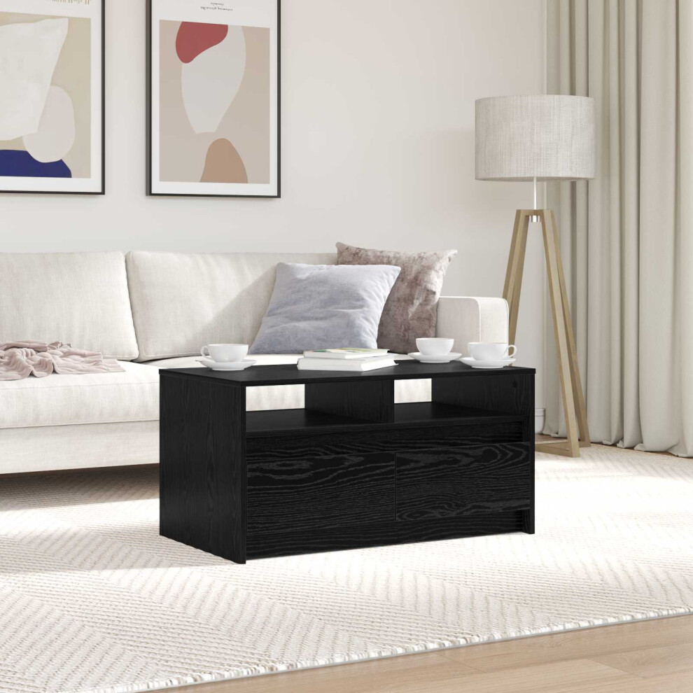 Vidaxl Coffee Table Oak 90 X 50 X 45 Cm Engineered Wood Black