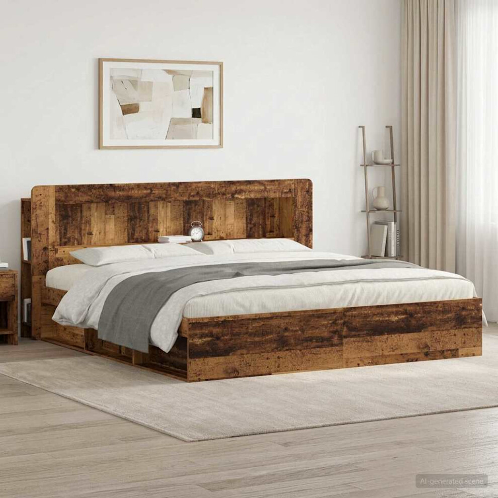 Vidaxl Headboard Cabinet With Storage Old Wood Engineered Wood