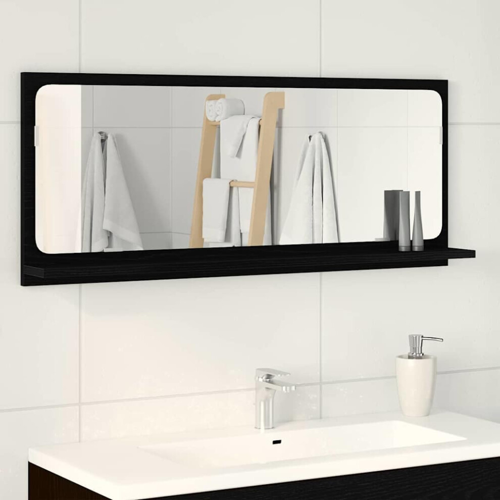 Vidaxl Mirror Shelf Oak 90 X 10.5 X 37 Cm Engineered Wood Black