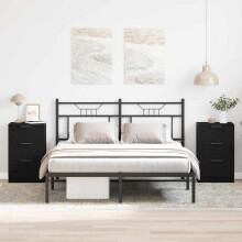 vidaXL Bedside Cabinet 2 pcs Black Oak 40 x 65 x 65 cm Engineered Wood