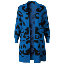 (L, Pink) Oversized Women's Leopard Print Cardigan with Front Opening Red S