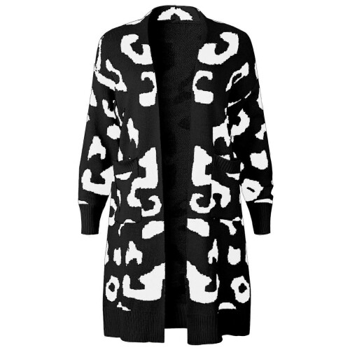 (M, Blue) Oversized Women's Leopard Print Cardigan with Front Opening  Red S