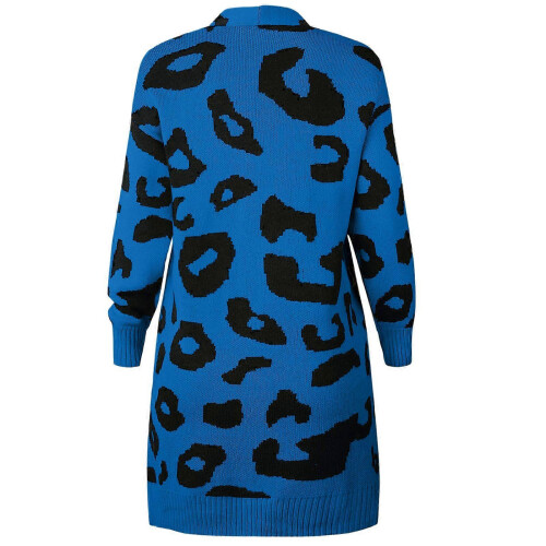 (M, Khaki) Oversized Women's Leopard Print Cardigan with Front Opening  Red S