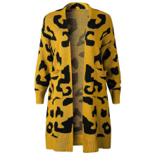(S, Pink) Oversized Women's Leopard Print Cardigan with Front Opening Red S