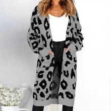 (XXXL, Pink) Oversized Women's Leopard Print Cardigan with Front Opening Red S
