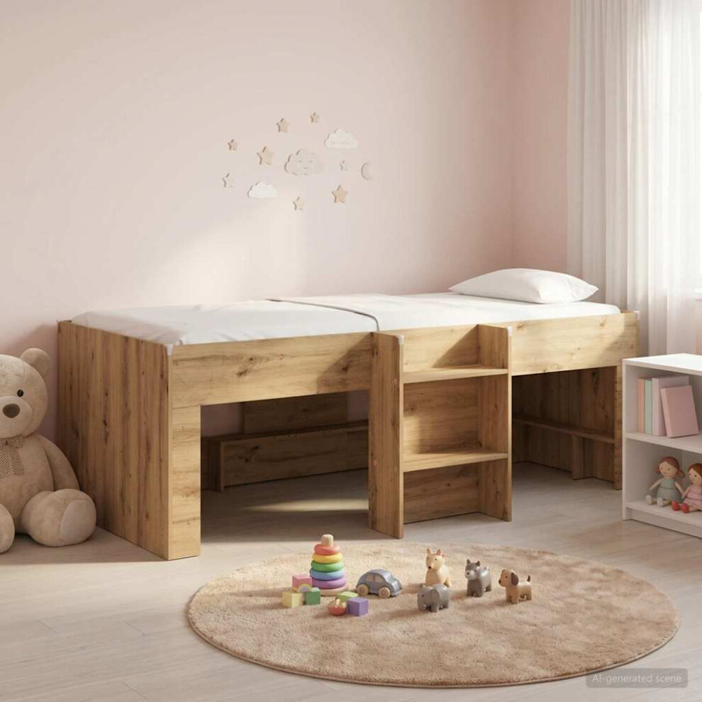 Vidaxl Kids'high Bed Frame 2 Pcs Artisan Oak 98.5 X 200 Cm