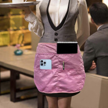 (Black) Short Apron Waiter Apron Cooking Aprons Hairdresser Apron Waist Apron Waitress Apron Kitchen Apron with Multi-Pockets Pink
