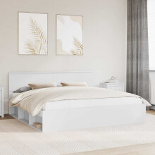 vidaXL Bed Frame with Headboard White 200 x 200 cm Solid Pine Wood