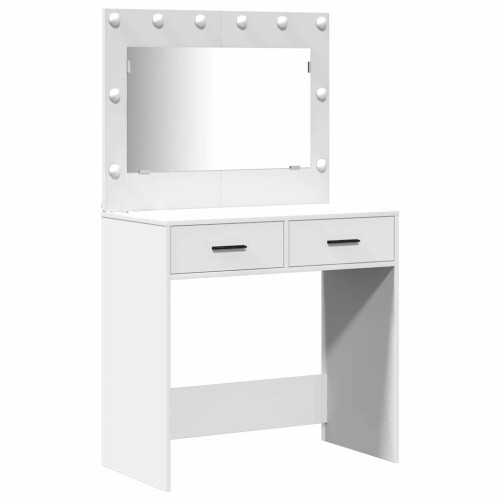 VidaXL vidaXL Dressing Table with Mirror Lights 2 pcs White Engineered Wood 2