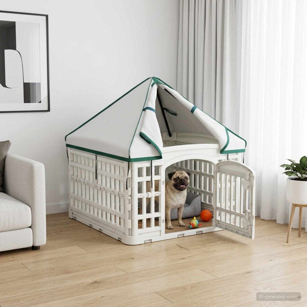 Vidaxl 4 Panel Dog Playpen With Roof White 63 X 63 X 67 Cm Plastic