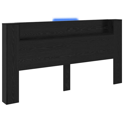 VidaXL vidaXL Storage Headboard with LED Black Oak Engineered Wood 1