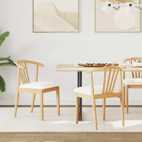 VidaXL vidaXL Dining Chair 2 pcs Natural and White Solid Rubberwood