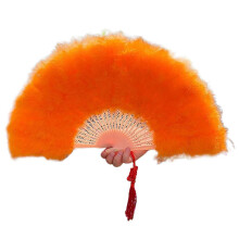 (Orange) Feathers Fan Folding Fan Flapper Hand Fan for Costume Dancing Show Party Wedding Decoration Fan Performances Party Fan Yellow