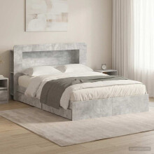 vidaXL Bed Frame with Storage with Drawer Concrete Grey 135 x 190 cm