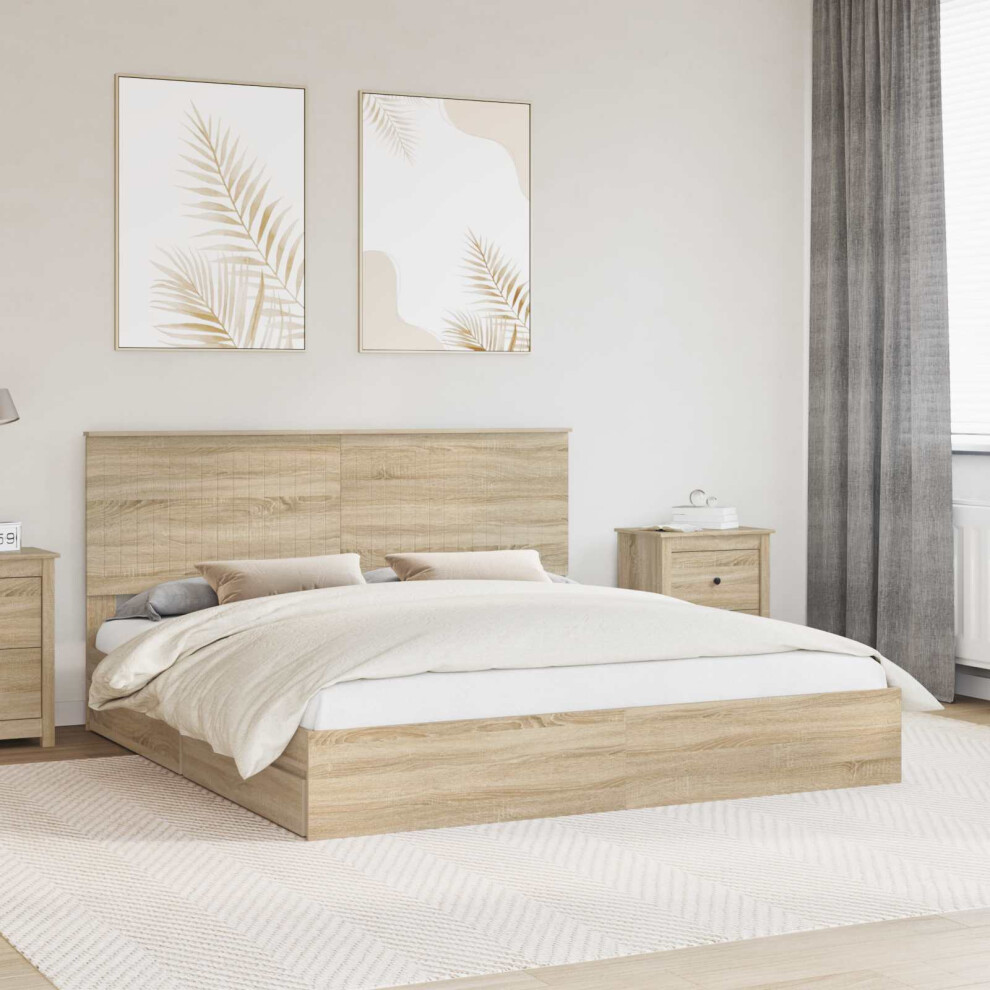 Vidaxl Storage Bed With Drawer Sonoma Oak 180 X 200 Cm Engineered Wood