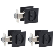 3X Pocket Door Lock Black Door Hardware Anti-Theft Lock Contemporary Privacy Square Door Lock Sliding with Keys