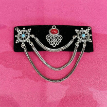(15) Ethnic Mongolian Inspire Lint Hair Clip Featuring Tassels and Intricate Rhinestones Detail for Weddings and Festivals
