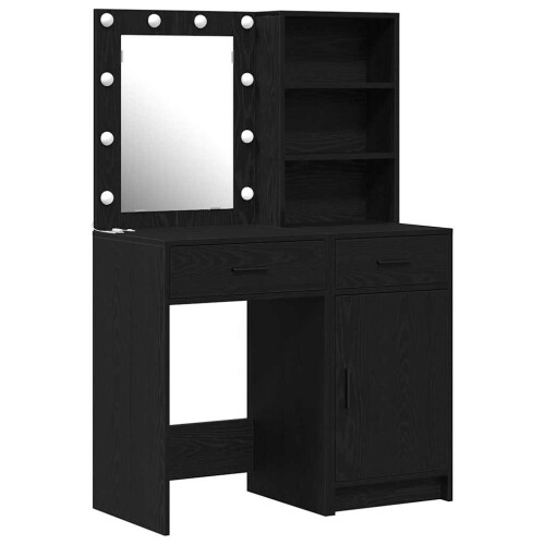 VidaXL vidaXL Dressing Table Set with Drawer 2 pcs Black Oak Engineered Wood 1