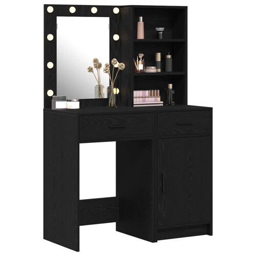 VidaXL vidaXL Dressing Table Set with Drawer 2 pcs Black Oak Engineered Wood 2