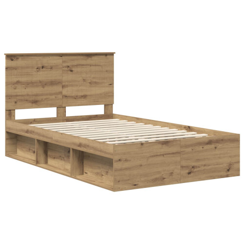 VidaXL vidaXL Bed Frame Artisian Oak 120 x 190 cm Solid Pine Wood 2