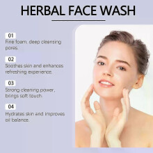 (1pc) Plant-Based Mild Cleansing Foam - Herbal Face Wash for Deep Pore Cleaning with Mint, Aloe & Lemon Extract, Creamy Lather & Skin Nourishment