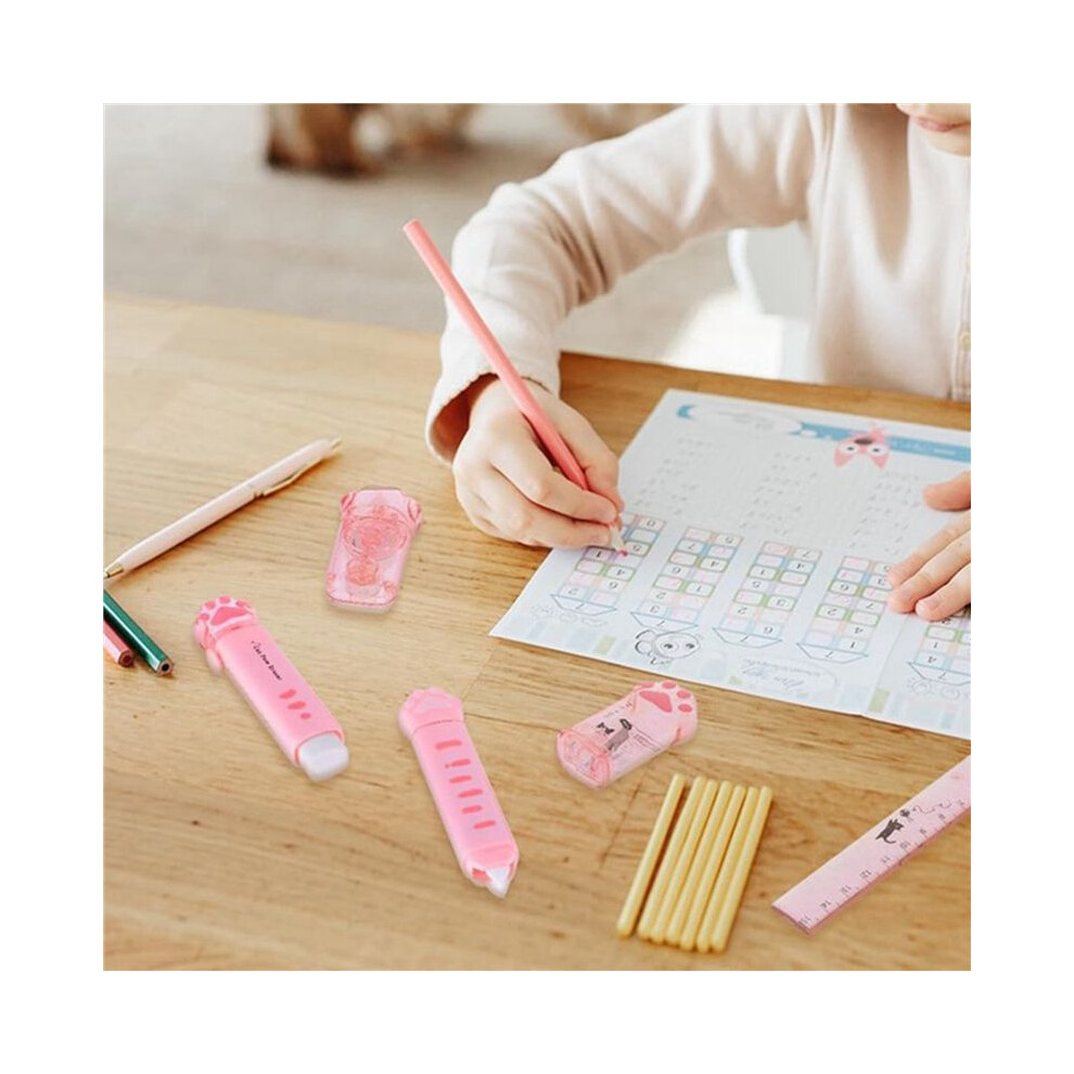 Cute Cat Paw Stationery Set, 12 Pcs Kawaii Cat Stationary Kit Pencil Sharpener Retractable Eraser Correction Tape Ruler 4711646887790