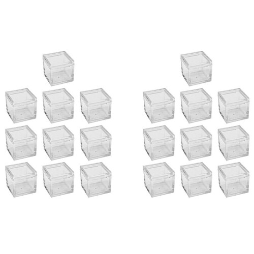 20Pcs Acrylic Box Trays for 0.39Inch 10mm Elements Cubes Clear Case Periodic Table Bracket for Elements Collections