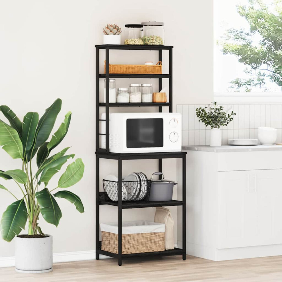 Vidaxl Kitchen Shelf Oak 60 X 40 X 168 Cm Engineered Wood Black