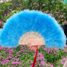 (Royal blue) Feathers Fan Folding Fan Flapper Hand Fan for Costume Dancing Show Party Wedding Decoration Fan Performances Party Fan Yellow