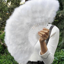 (green grass) Feathers Fan Folding Fan Flapper Hand Fan for Costume Dancing Show Party Wedding Decoration Fan Performances Party Fan Yellow