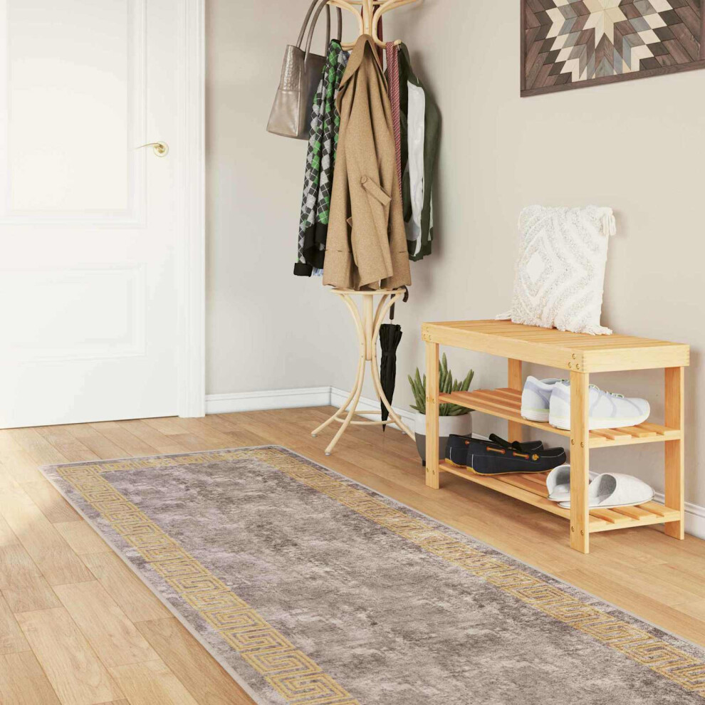 Vidaxl Rug Runner Marsa 100 X 400 Cm Polyester And Pvc Grey