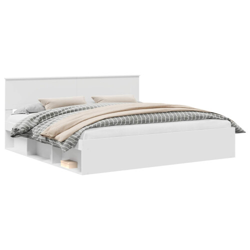 VidaXL vidaXL Bed Frame with Headboard White 200 x 200 cm Solid Pine Wood 1