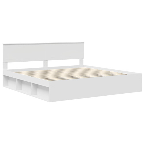VidaXL vidaXL Bed Frame with Headboard White 200 x 200 cm Solid Pine Wood 2