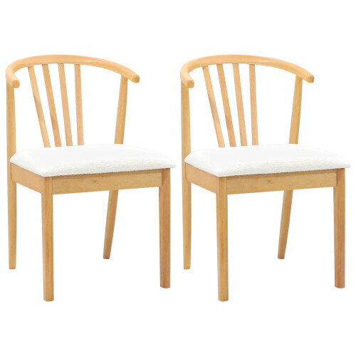 VidaXL vidaXL Dining Chair 2 pcs Natural and White Solid Rubberwood 1