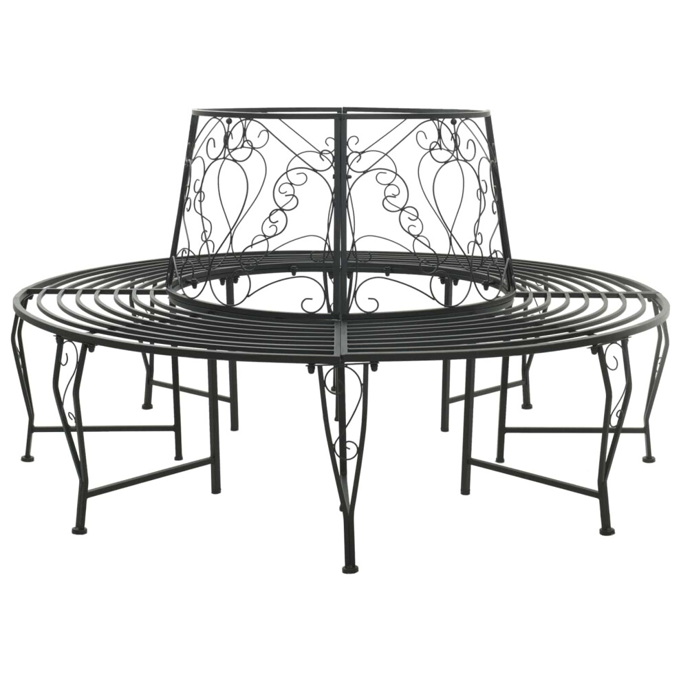Vidaxl Tree Bench 8-Seater Ø 160 X 89 Cm Steel Black Round
