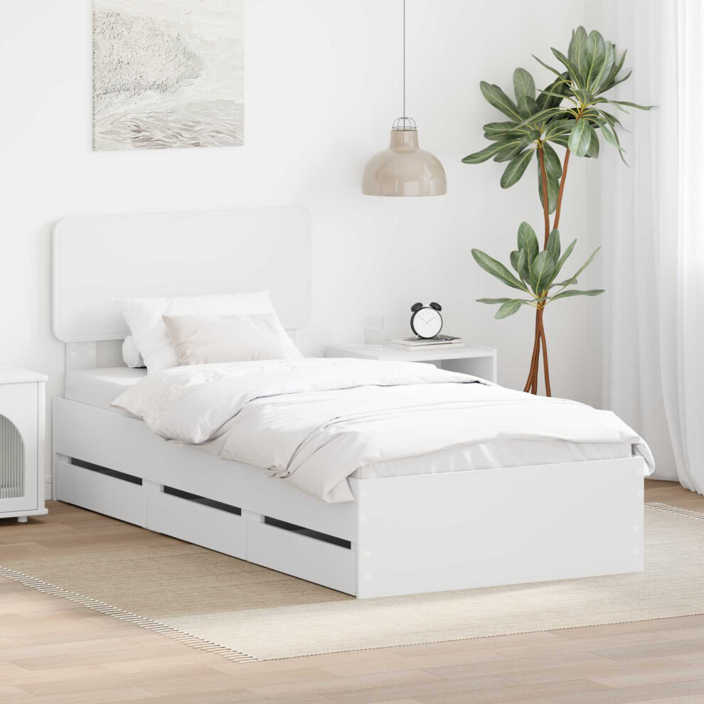 Vidaxl Bed Frame With Drawer White 90 X 200 Cm Engineered Wood
