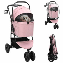vidaXL Folding Pet Stroller Adjustable Pink 78 x 54 x 101 cm Polyester