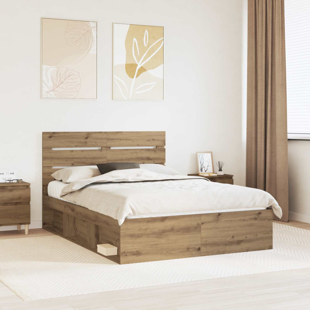 Vidaxl Bed Frame Artisian Oak 150 X 200 Cm Solid Pine Wood