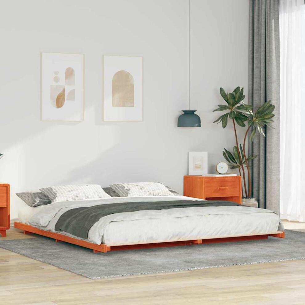 Vidaxl Bed Frame Wax Brown 200 X 220 Cm Solid Pine Wood