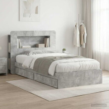 vidaXL Bed Frame with Storage with Drawer Concrete Grey 75 x 190 cm