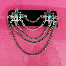 (13) Ethnic Mongolian Inspire Lint Hair Clip Featuring Tassels and Intricate Rhinestones Detail for Weddings and Festivals